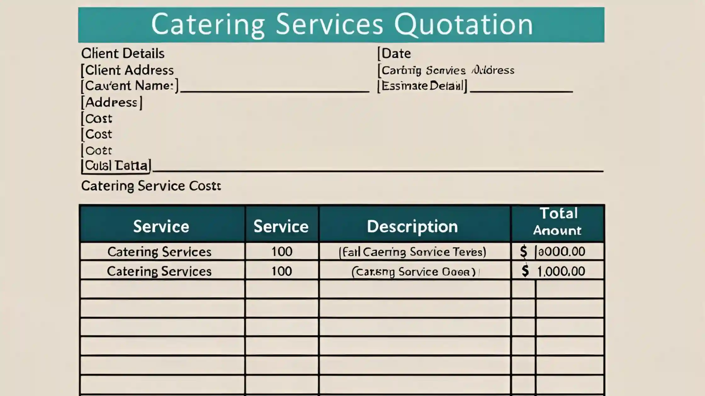 Catering Services Quotation Template
